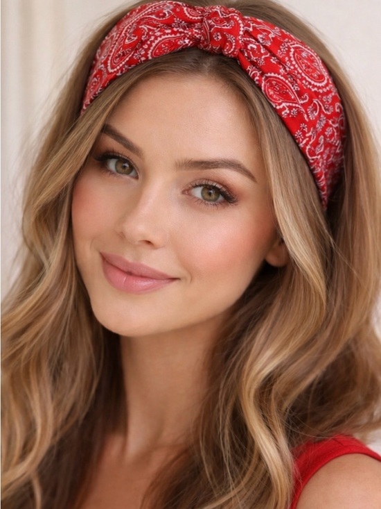 Accessories - Red Bandana Knot Headband - Women Accessories